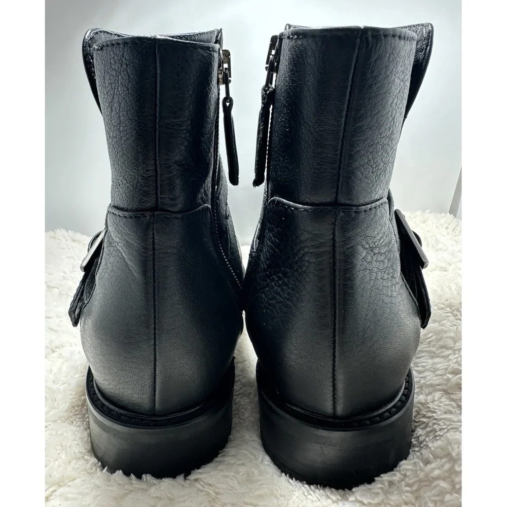 Aquatalia Bree Leather Boots Women Size 7.5 Black Zipper Boho Festival